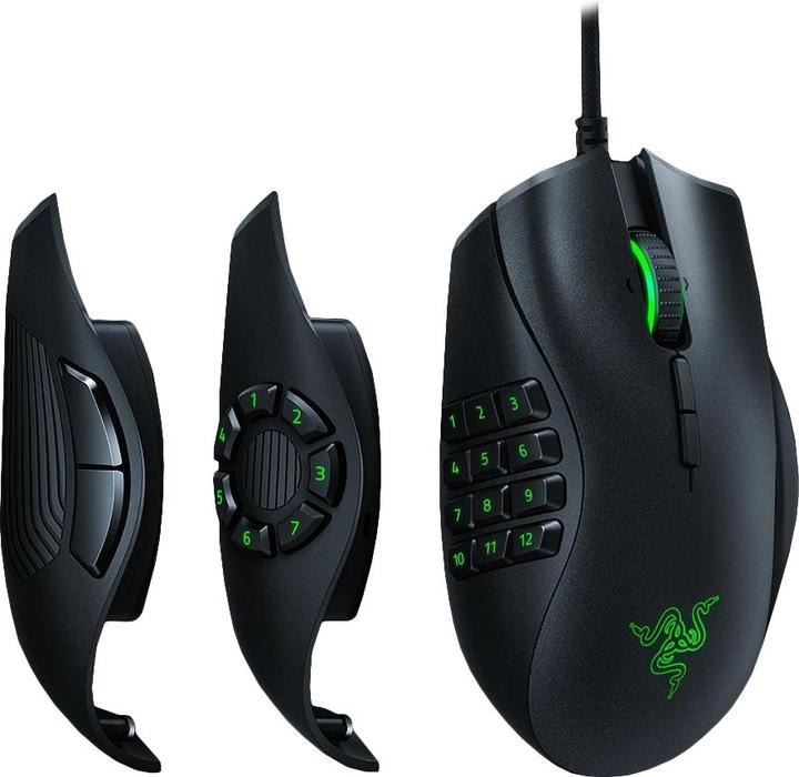 Produktbild Razer Naga Trinity MMO, högerhand, Optisk, USB, 16000 DPI, 120 g, Svart, Grön (Kabelgebunden)