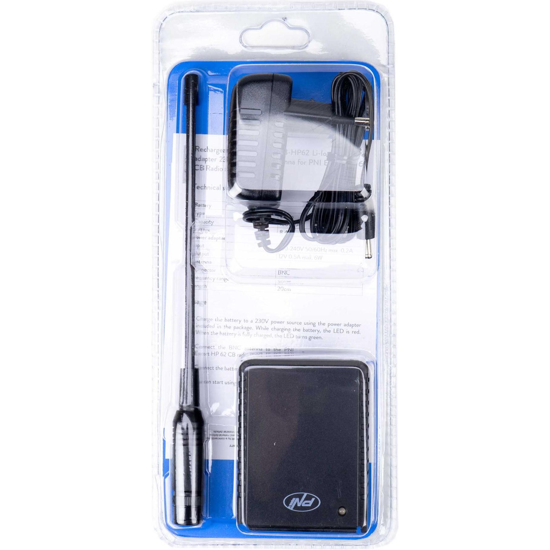 Thumbnail - PNI PB-HP62 Li-Ion 1500 mAh Akku plus 230 V Netzteil, 8,4 V Ausgang und BNC-Antenne für Escort H (1 Stk., 1500 mAh), Bat...