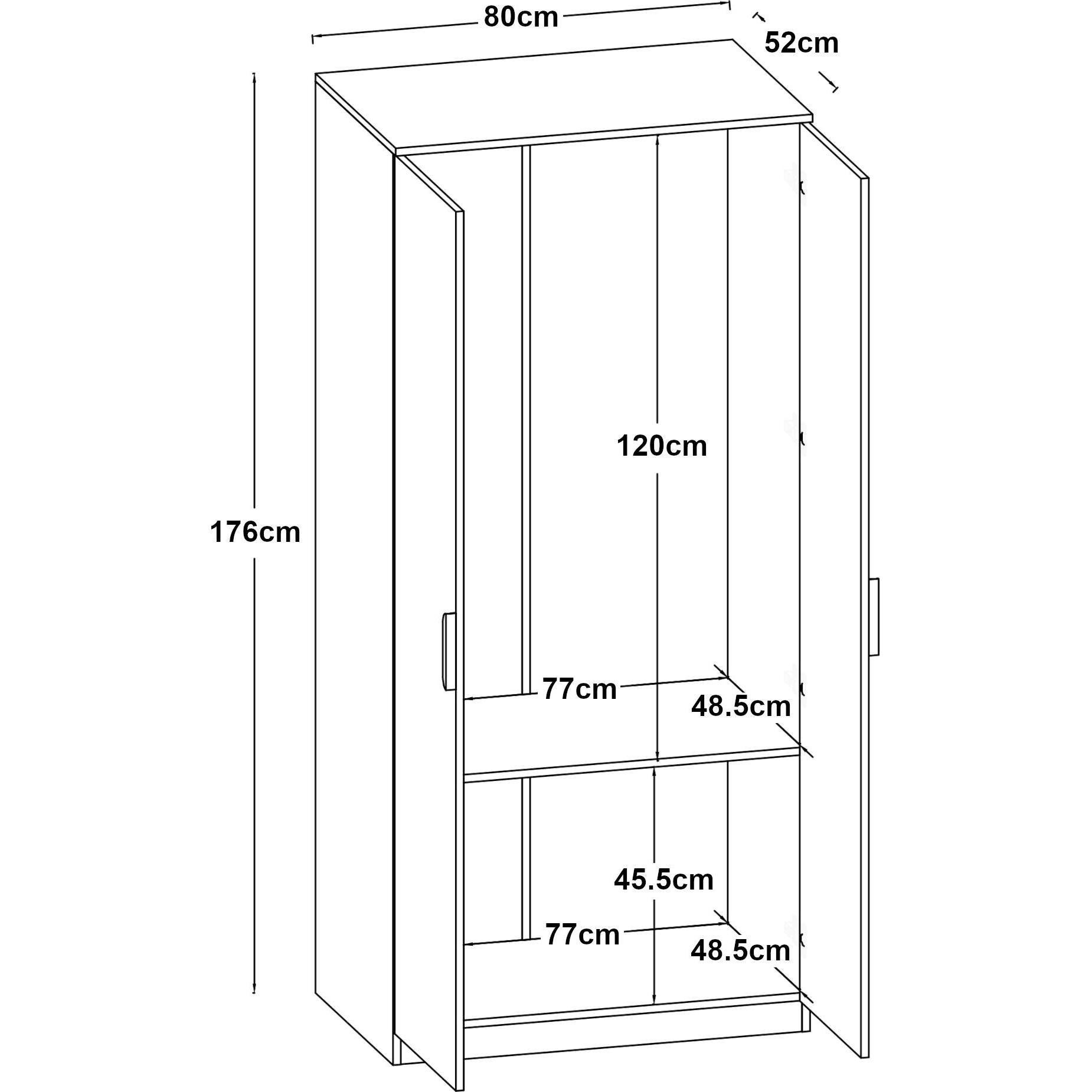Thumbnail - En.Casa, Kleiderschrank, Eiselfing (80 x 52 x 176 cm)