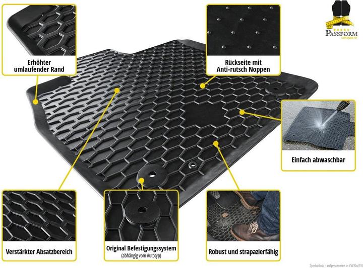 Actual product image Walser Rubber mats for Skoda Fabia 3 BJ 2014 today (2 front mats + 2 rear mats)