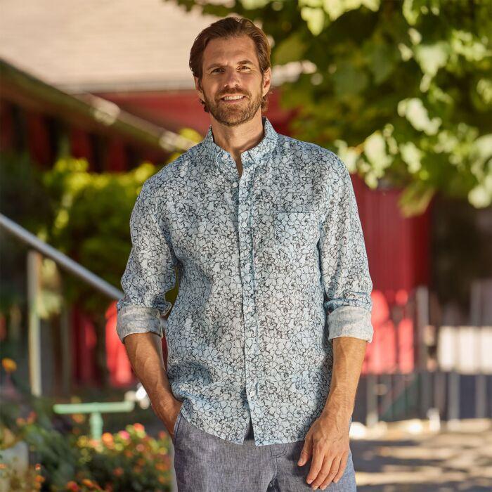 Immagine prodotto Artime Leinen-langarmhemd mit Brusttasche hellblau (M)