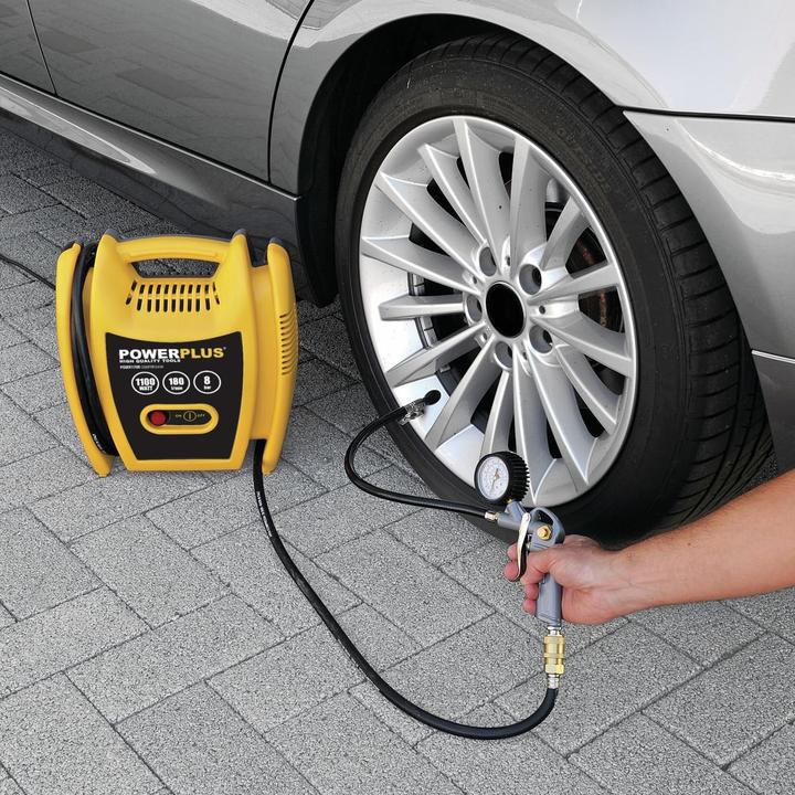 Actual product image Powerplus Compressor oil free 1100W - 3 acc. (8 bar)