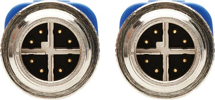 Actual product image Eaton M12 X-Code Cat6 1G UTP CMR-LP Ethernet Cable M/M IP68 PoE Blue 3m 9.8 ft. (UTP, CAT6, 3 m)