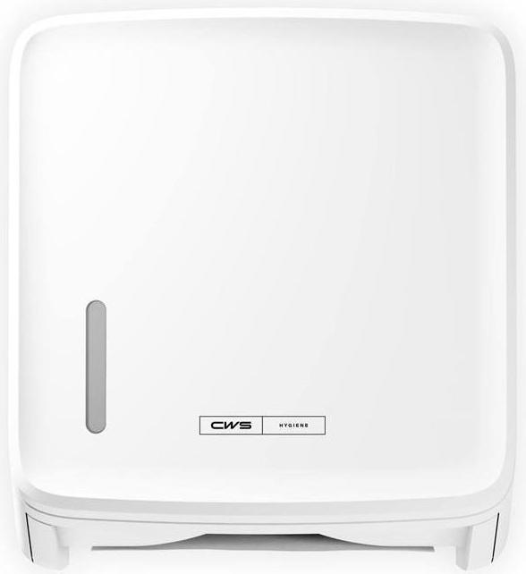 CWS PureLine plastic towel dispenser with lock white for 300 sheets of ply fold or zig-zag paper