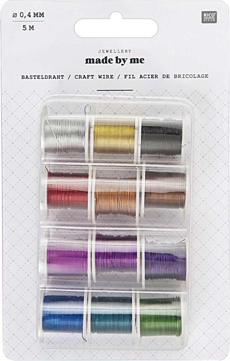 Rico Set di fili per l'artigianato da 0,4 mm, 5 m, 12 bobine, acciaio (5 m)