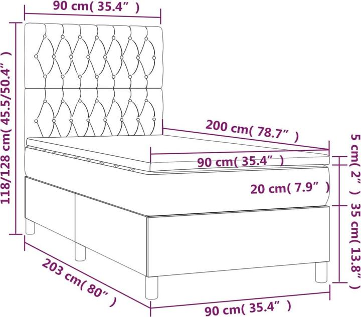 Produktbild vidaXL Boxspringbett (90 x 200 cm)