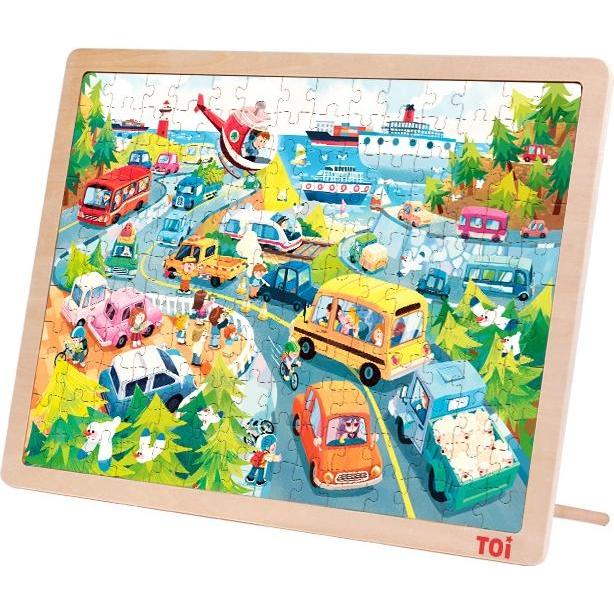 Toi World Large Wooden Puzzle 154 pcs. with frame 4+ City Vehicles TYPT020 (154 Teile)