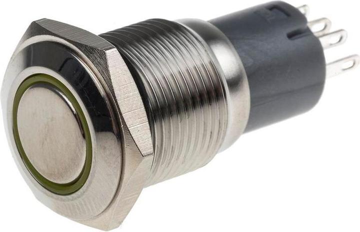 Productafbeelding RS PRO Schakelaar Drukknop RVS Gele ring