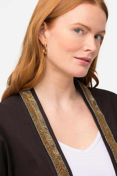 Actual product image Ulla Popken Open-Style Kimono with Beaded Trim (54)