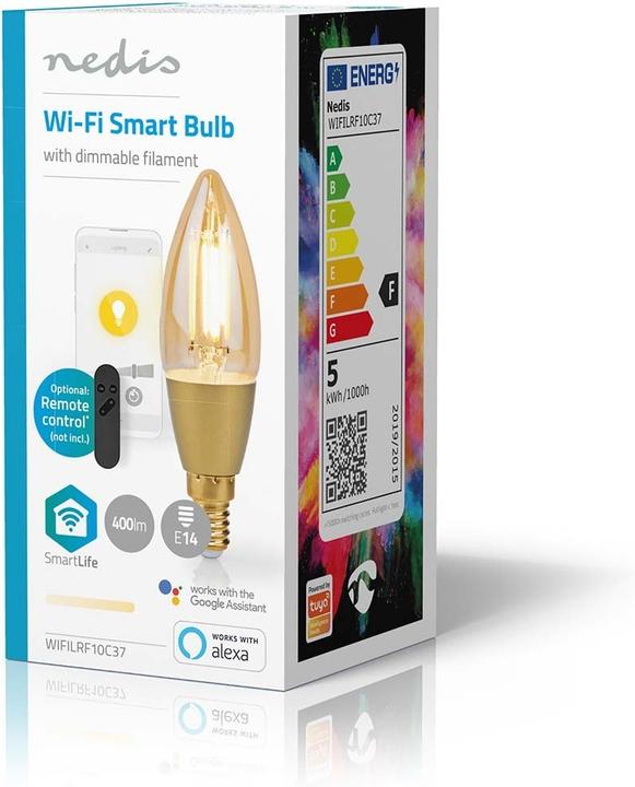 Produktbild Nedis WIFILRF10C37 Smartlife LED Filament Lampe WLAN E14 470 lm 4.9 W Warmweiss 1800 - 3000 K Glas A (E14, 470 lm, 1x)