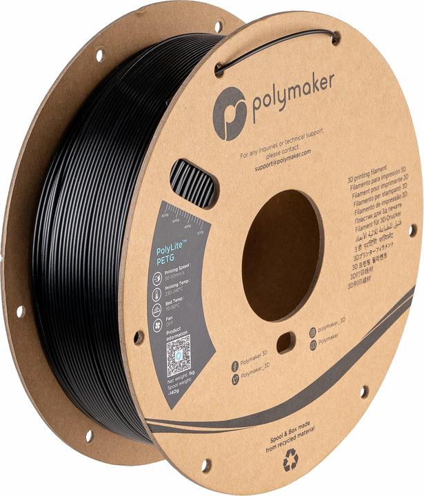Image du produit Polymaker PolyLite PETG V2 - Noir - 1.75mm (PETG, 1.75 mm, 1000 g, Noir)