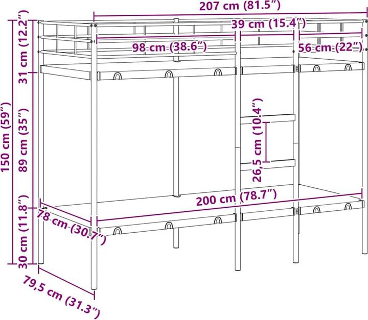 Produktbild vidaXL Etagenbett (80 x 200 cm)