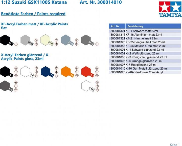Produktbild Tamiya 1:12 Suzuki GSX1100S Katana