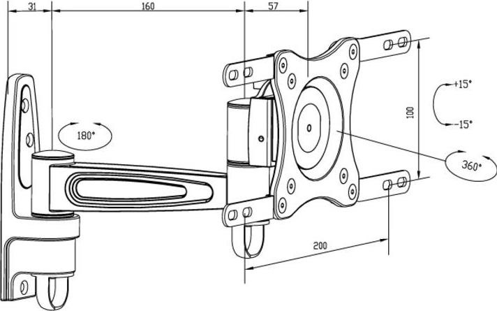 Actual product image Multibrackets Flexarm 360 II (Wall, 32", 15 kg)