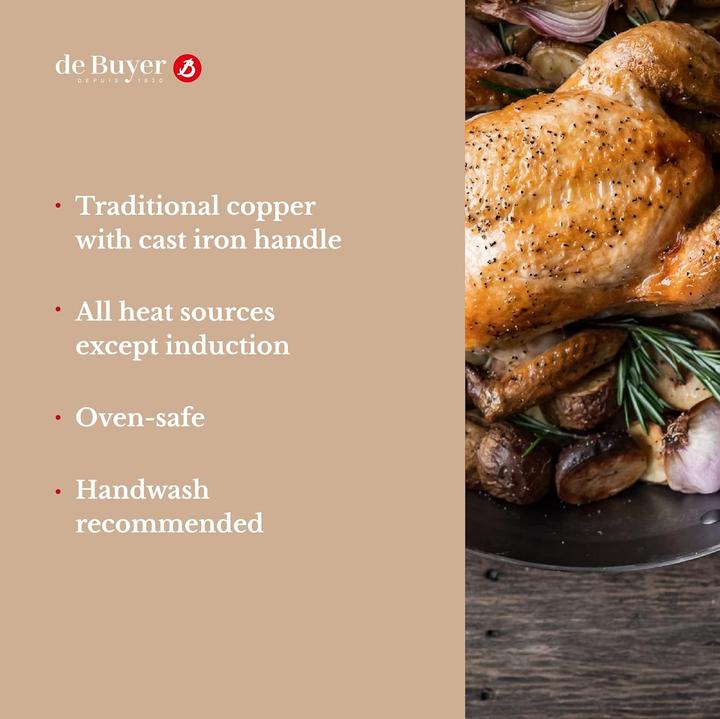 Image du produit de Buyer Inocuivre Casserole avec poignée en fonte (14 cm, Casserole, Acier inoxydable, Cuivre)