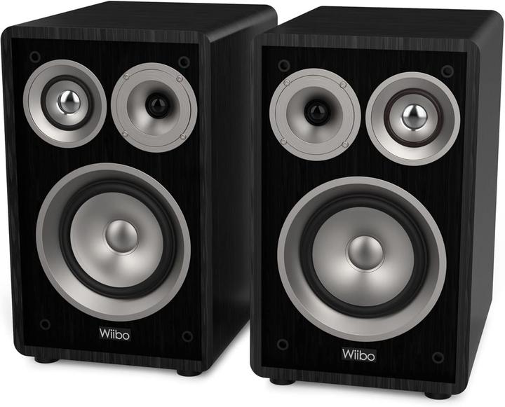 Image du produit Wiibo Enceinte vintage 6 noir hi-fi 100 W, 3 voies, grille amovible, son surround (100 W)