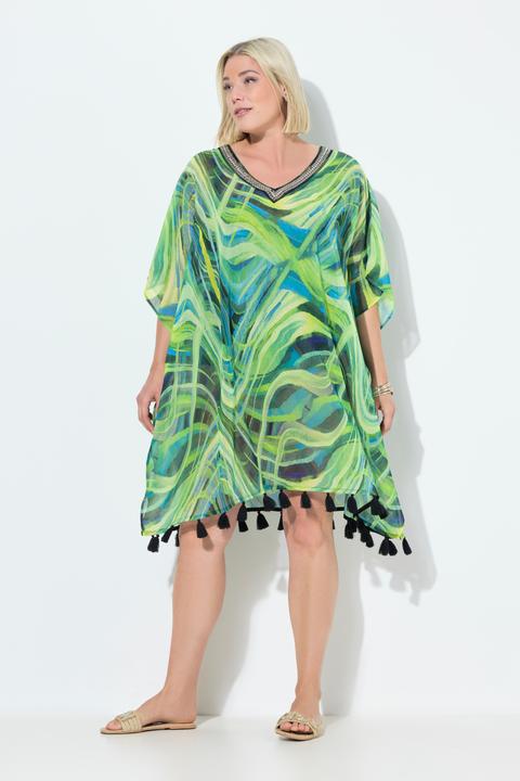 Produktbild Ulla Popken Chiffon-Tunika, Wellen, Oversized, V-Ausschnitt, Halbarm (42, 44, 46, 48)