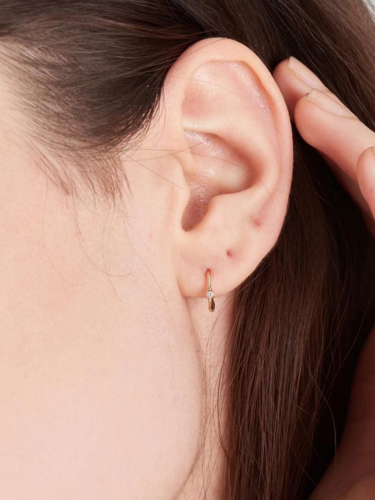 Image du produit Ania Haie Boucles d'oreilles Huggie en or 14 carats avec un seul diamant (Or jaune 585)