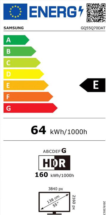 Etichetta energetica Samsung GQ55Q70DAT (55", Q70D, QLED, 4K, 2024)