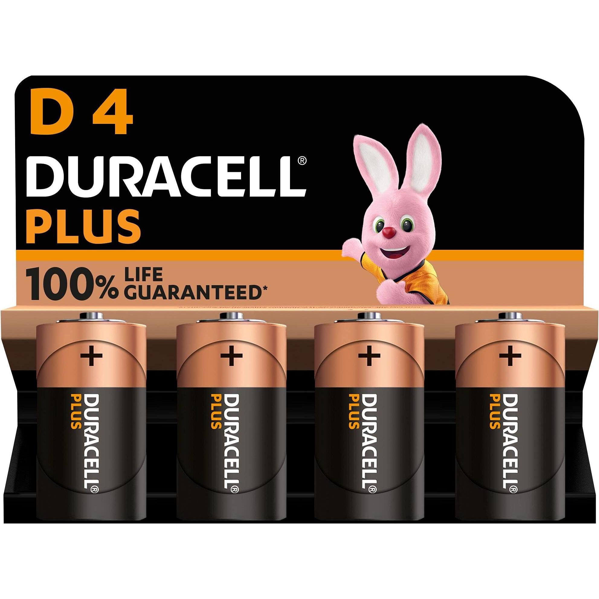 Duracell Plus (4 Stk., D), Batterien + Akkus
