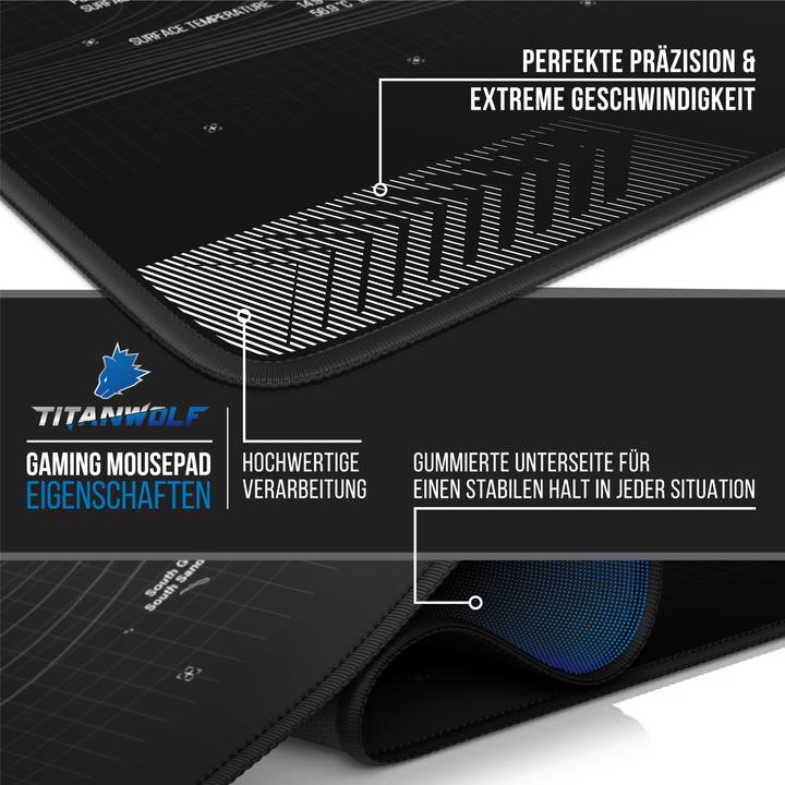 Produktbild Titanwolf Gaming Mauspad, XXXL Speed Gaming Mausmatte, Mousepad Extragrosse Fläche von 1800 x 800mm, Weltkarte (XXL)