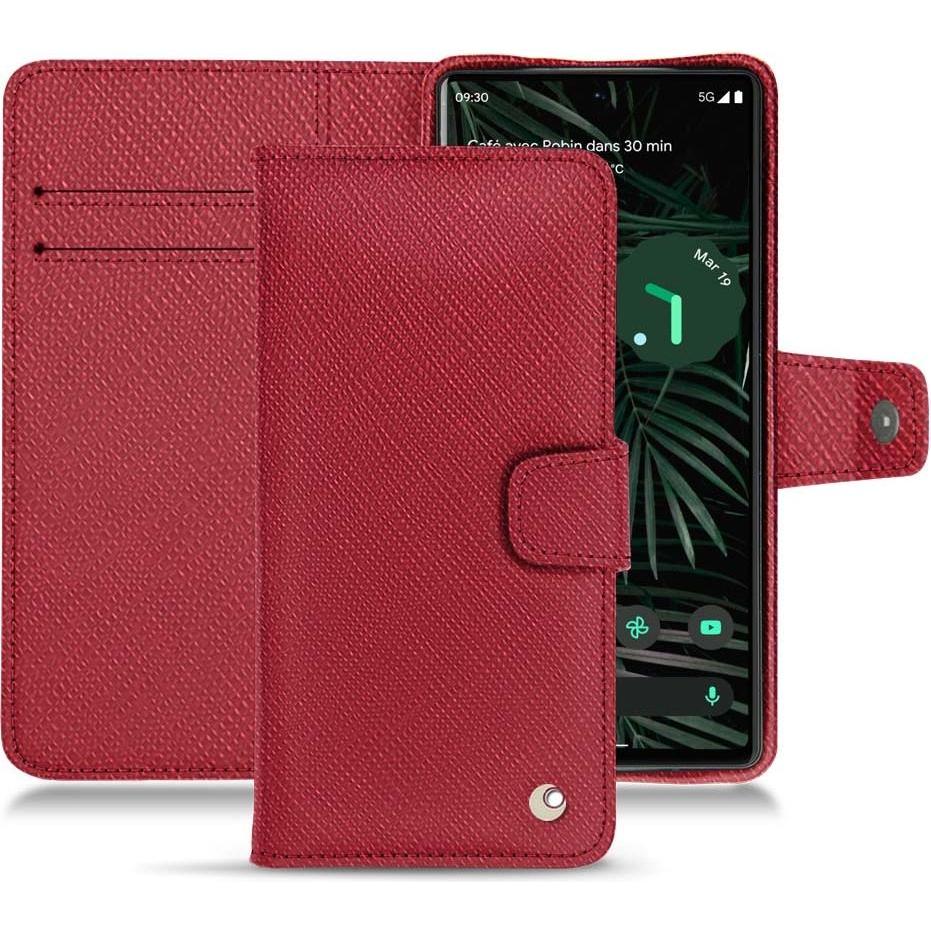Noreve Lederschutzhülle Wallet (Google Pixel 6 Pro), Smartphone Hülle, Rot