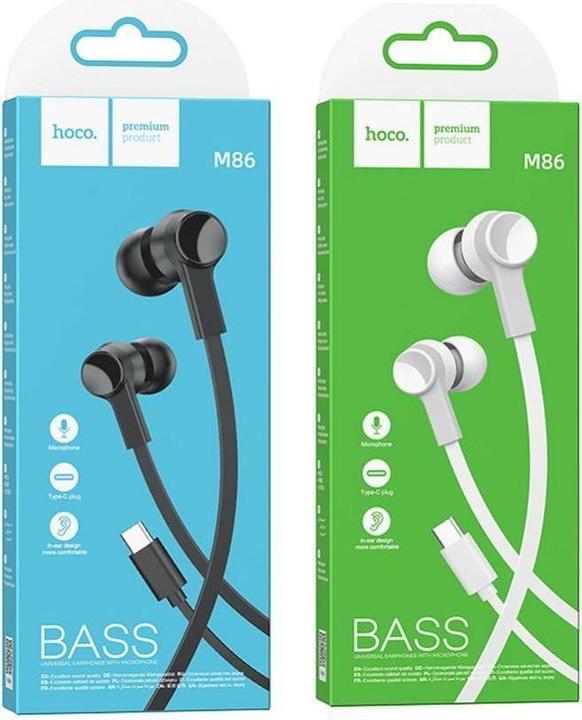 Produktbild Hoco Wired headphones wire earphones Type C with microphone M86 black (Kabelgebunden)