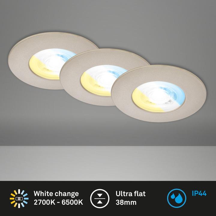 Immagine prodotto Briloner Apparecchi da incasso CTS LED, set di 3, nichel opaco, 3xLED board/4,9W (580 lm)