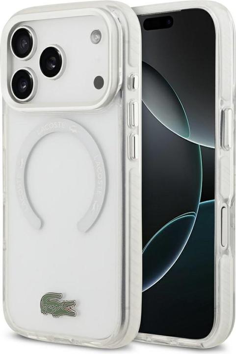 Immagine prodotto Lacoste Shockproof Transparent Frosted MagSafe Case for iPhone 17 Pro White (Apple iPhone 17 Pro)