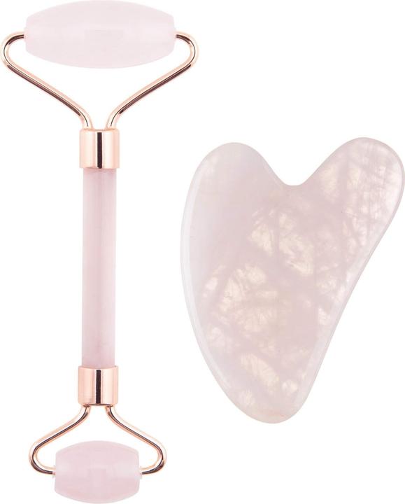 Actual product image Palsar 7 Rose Quartz Jade Roller & Gua Sha Set