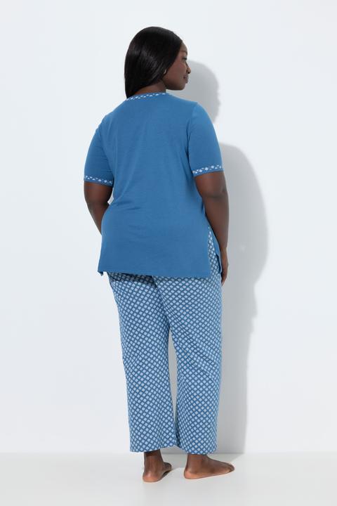Produktbild Ulla Popken Pyjama, gemustert, Rundhals, Halbarm, Taschen (54)