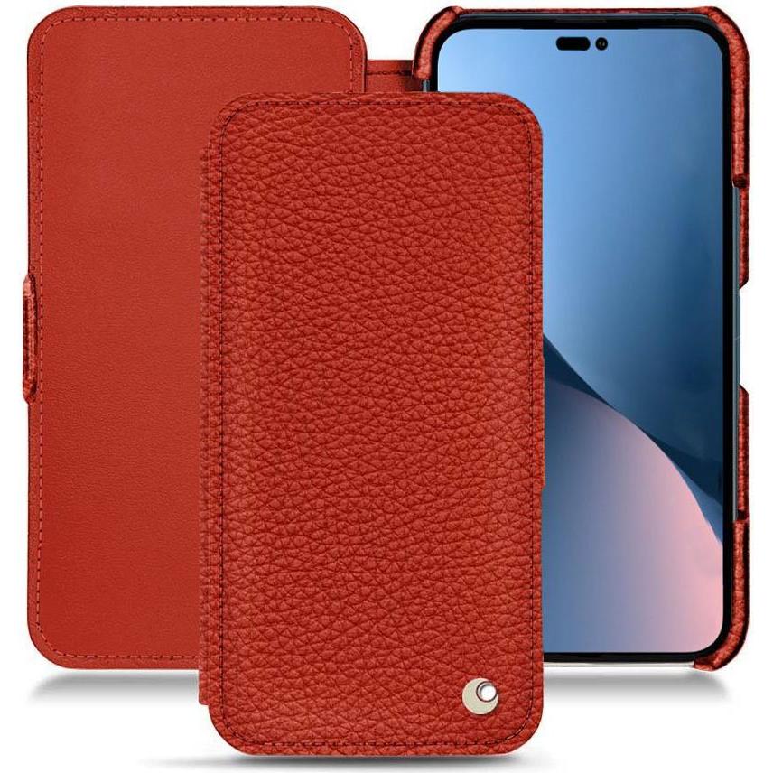 Noreve Lederschutzhülle horizontal (Apple iPhone 14 Plus), Smartphone Hülle, Orange