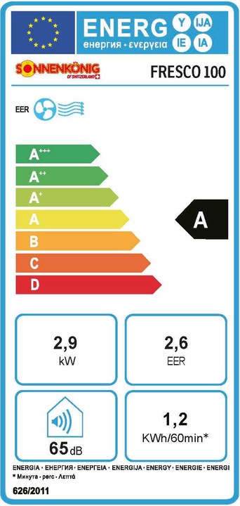Etichetta energetica Sonnenkönig Mobile Fresco 100 (35 m², 10000 BTU/h)
