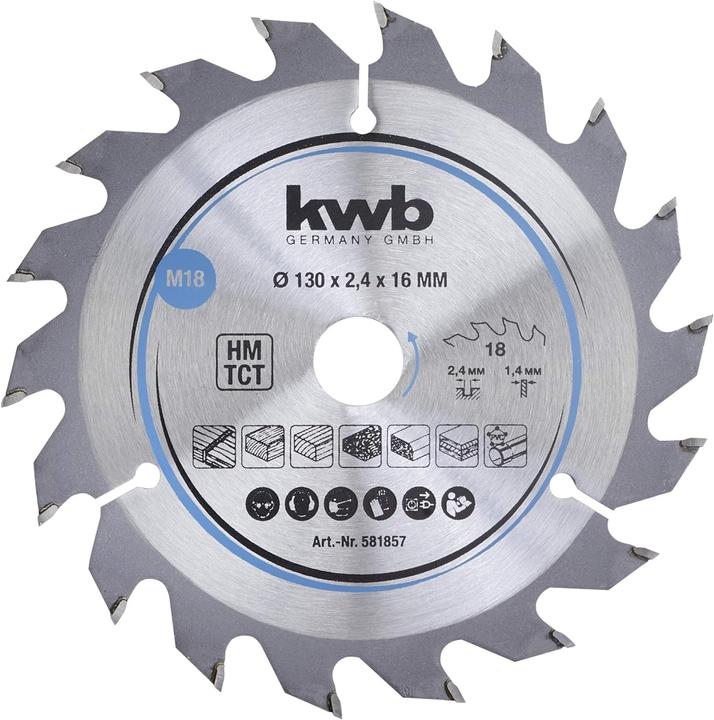 Produktbild kwb Kreissägeblatt HM Mittel Ø 130x16 Z18
