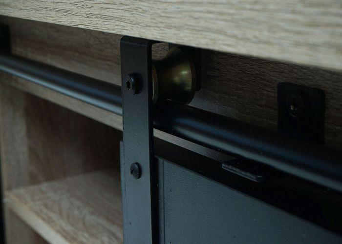 Produktbild Mendler TV-Rack HWC-K75, Holz-Optik Industrial Metall 43x150x40cm, naturfarben