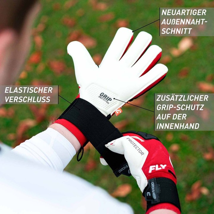 Image du produit Catch & Keep Gants de football Fly Protect taille 9 Rouge Gardien de but Gants de gardien de but (9)