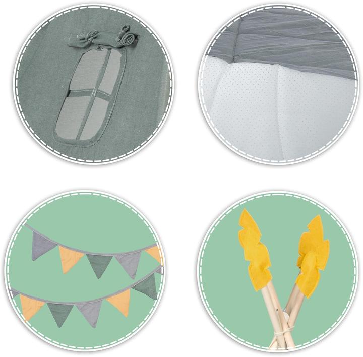 Produktbild Triton Tipi Zelt für Kinder mit Girlande, Kissen, grosser Matte und Stabilisator