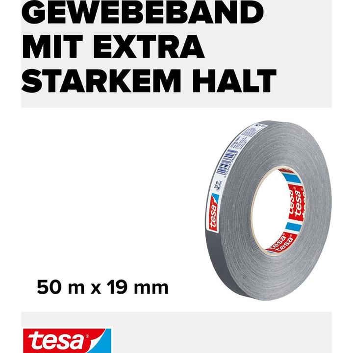 Actual product image tesa extra Power Perfect Fabric Tape - Fabric reinforced duct tape for crafting, repairing, fastening (19 mm)