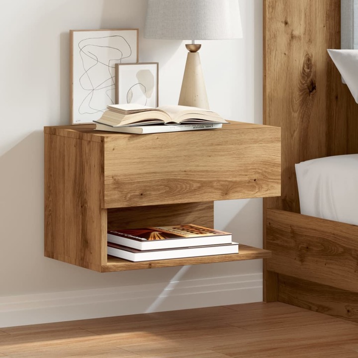 Produktbild VidaXL Wand Nachttisch Nachtschrank Nachtkommode Hängend 2 Stk. Artisan-Eiche (46 x 29.5 x 30 cm)
