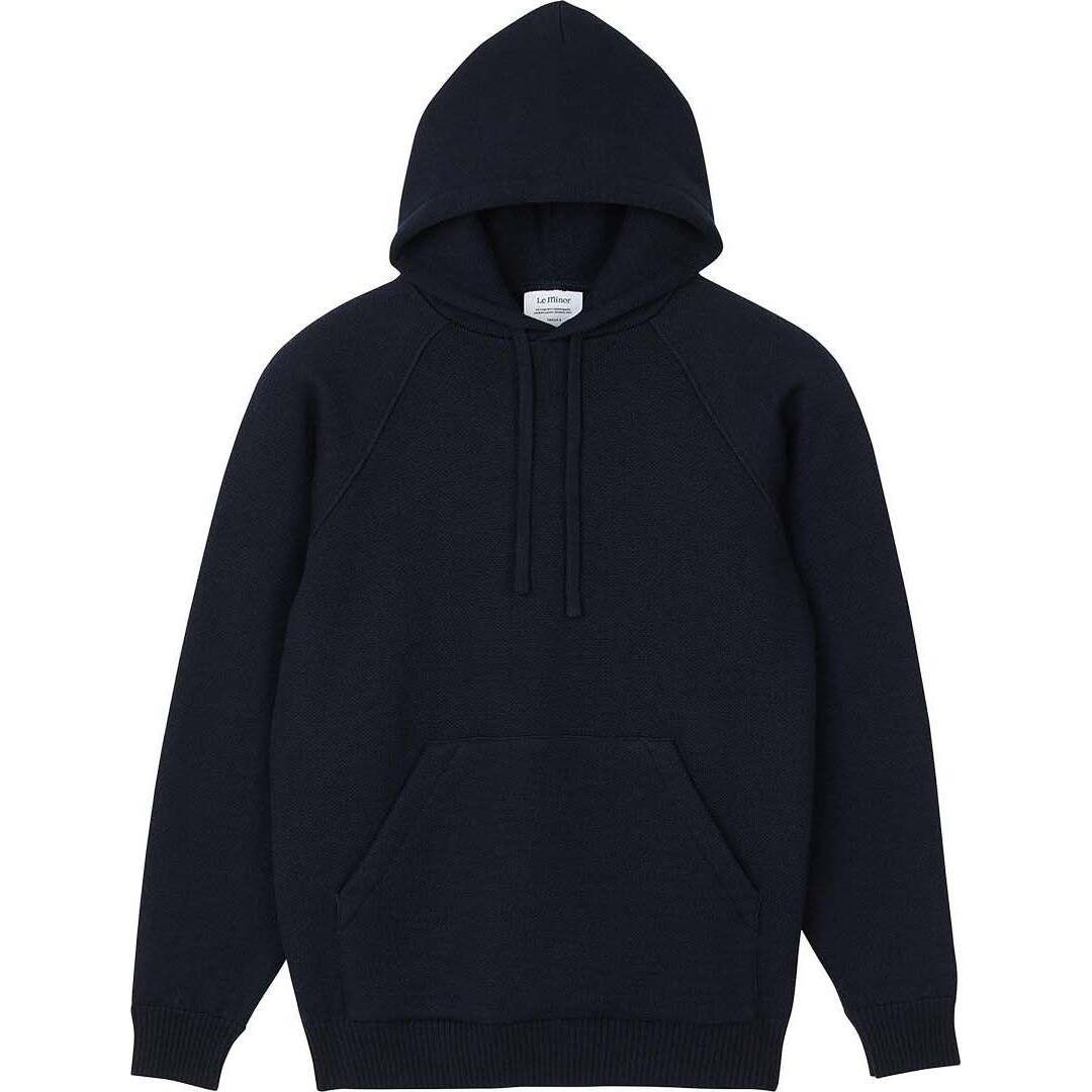Le Minor, Pullover, Merino-Woll-Hoodie, Blau, (M)