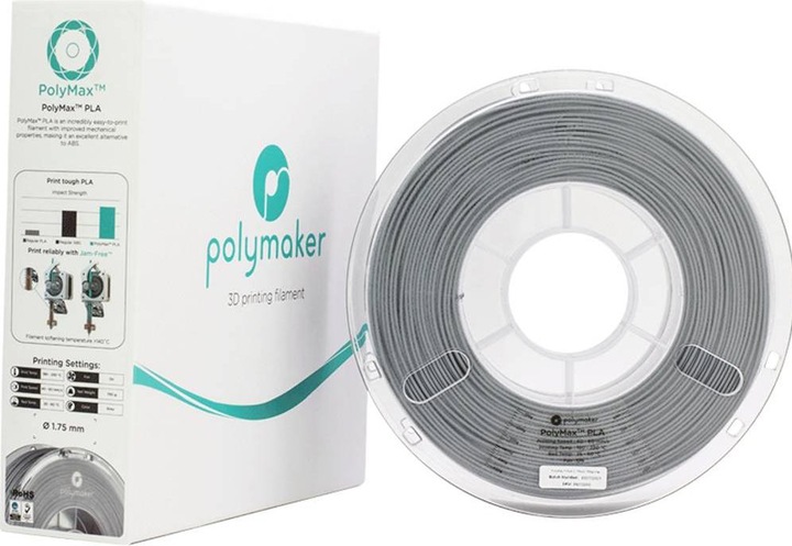Actual product image Polymaker PA06003 PolyMAX Tough Filament high stiffness, high tensile strength (PLA, 1.75 mm, 750 g, Grey)