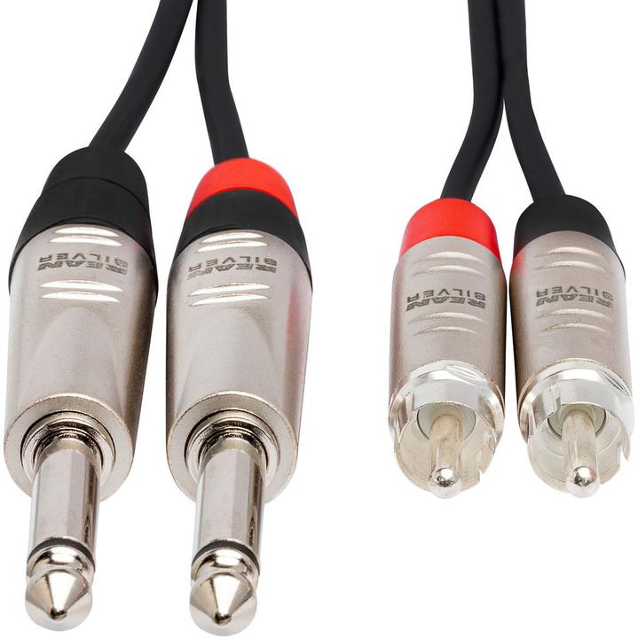 Produktbild Hosa - PRO Kabel 2 x TS 6.35mm - 2 x Cinch 1m (0.91 m, 6.3mm Klinkenkabel)