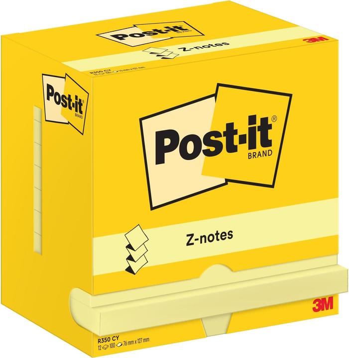 Produktbild Post-it Notizzettel Z-Notes 76 x 127 mm, Gelb, 12 Blöcke (76 x 127 mm)