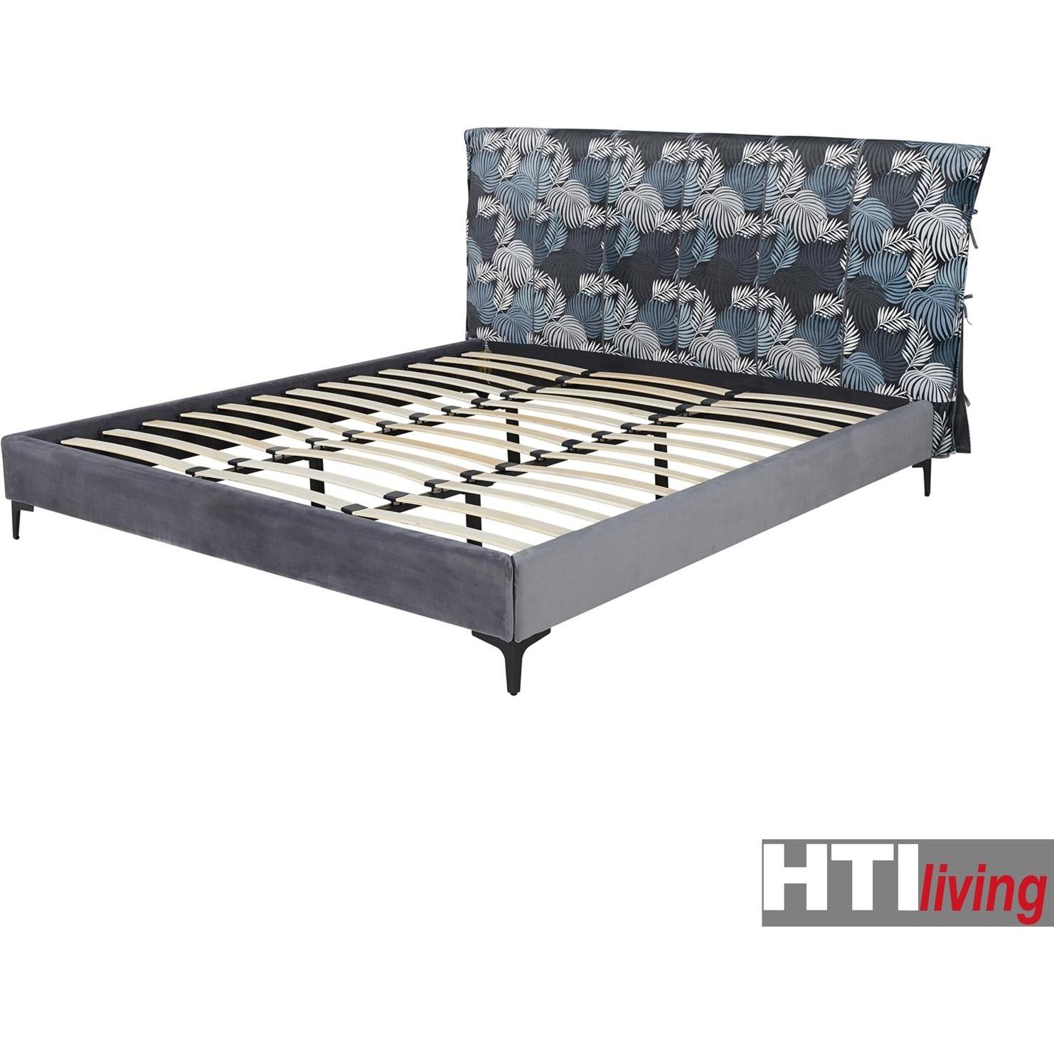 HTI-Living, Bett, Doppelbett 180 x 200 cm Roxbury Leaf Grau (180 x 200 cm)