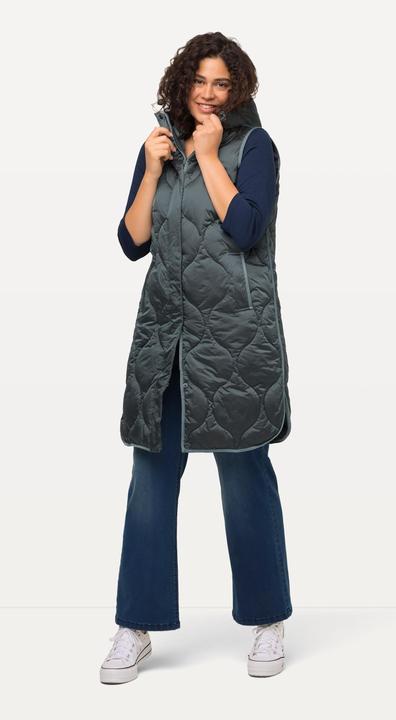 Immagine prodotto Ulla Popken Gilet trapuntato e idrorepellente HYPRAR con taglio lungo e zip a doppio cursore (50, 52)