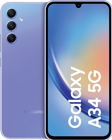 Actual product image Samsung Galaxy A34 5G (128 GB, Awesome Violet, 6.60", Dual SIM, 48 Mpx, 5G)