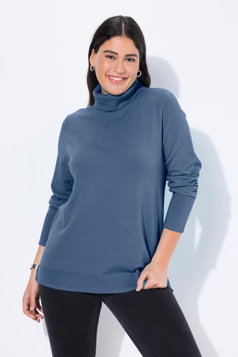 Produktbild Ulla Popken Rollkragenpullover, breite Rippbündchen, Langarm (56)