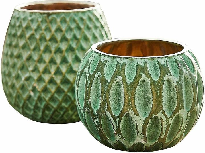 Loberon Windlicht 2er Set Xerice grün (2x)