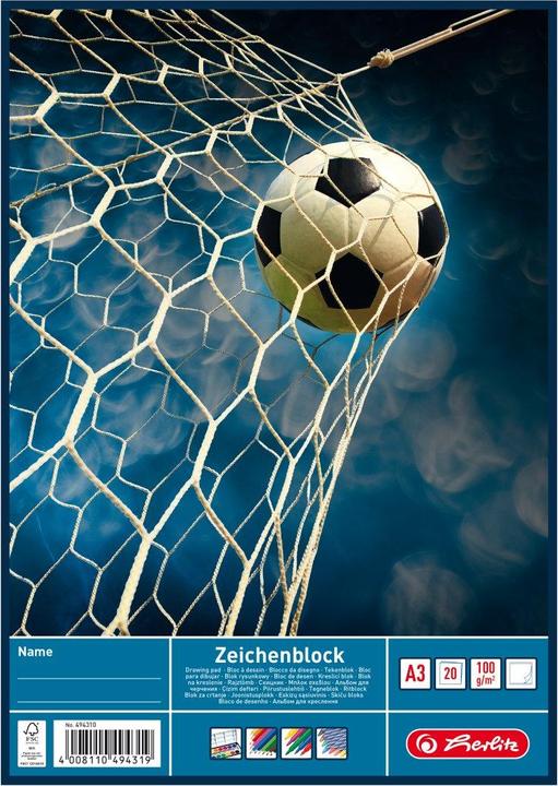 Produktbild Herlitz Zeichenblock DIN A3, 100 g/qm, 20 Blatt (A3, Blanko, Kein Einband)