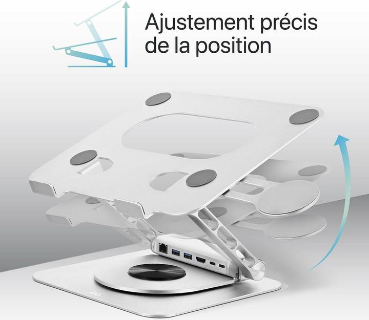 Immagine prodotto T'nB TNB iClick 360 supporto regolabile per notebook con hub 6in1 staccabile in alluminio
